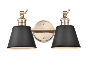 Vanity Fixtures 2 Lamps Layne Vanity Light - Modern Gold - Black Fabric - 15.75in. Wide