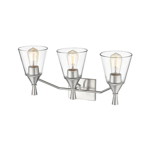 Vanity Fixtures 3 Lamps Artini Vanity Light - Brushed Nickel - Clear Glass - 23in. Wide