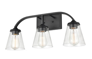 Vanity Fixtures 3 Lamps Josleen Vanity Light - Matte Black - Clear Glass - 23in. Wide