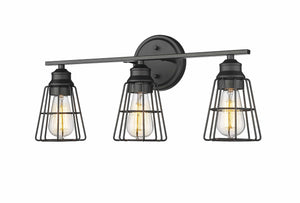 Vanity Fixtures 3 Lamps Vanity Light - Matte Black - 22.875in. Wide