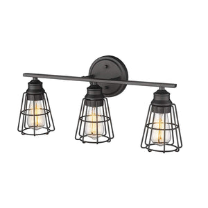 Vanity Fixtures 3 Lamps Vanity Light - Matte Black - 22.875in. Wide