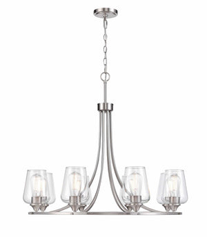 Chandeliers 8 Lamps Ashford Chandelier - Brushed Nickel Finish - Clear Glass - 32in Diameter - E26 Medium Base