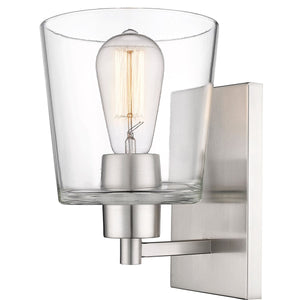 Wall Sconces Evalon Wall Sconce - Brushed Nickel - Clear Glass - 7.5in. Extension - E26 Medium Base