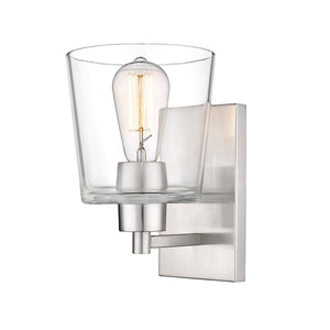 Wall Sconces Evalon Wall Sconce - Brushed Nickel - Clear Glass - 7.5in. Extension - E26 Medium Base