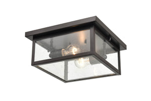 Flush Mounts Evanton Outdoor Flush Mount Fixture - Powder Coat Bronze - Clear Seeded Glass - 12in. Diameter - E26 Medium Base