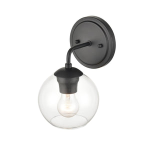 Wall Sconces Single Lamp Wall Sconce - Matte Black - Clear Glass - 7in. Extension - E26 Medium Base